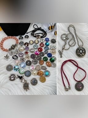 58+ Interchangeable Snap Charms & Jewelry Lot | Necklaces Bracelets